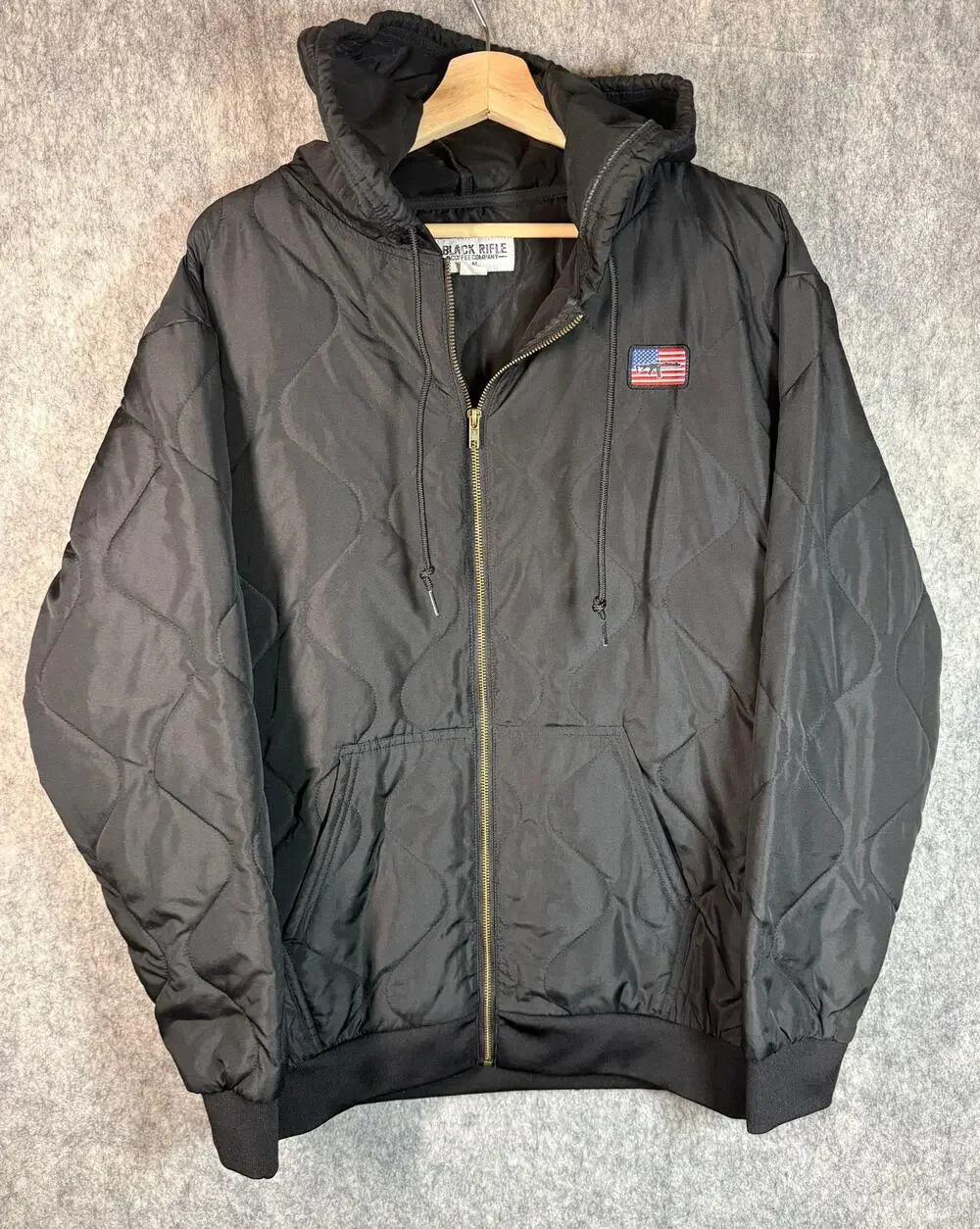 Black Rifle Coffee Company Full Zip Hooded Woobie Jacket Black Medium Patriotic